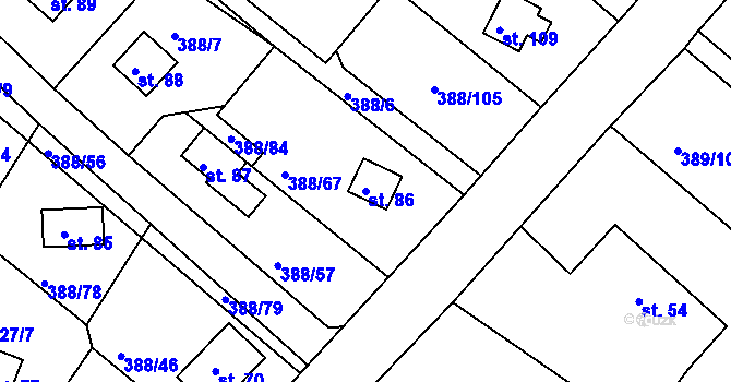 Parcela st. 86 v KÚ Proseč u Seče, Katastrální mapa