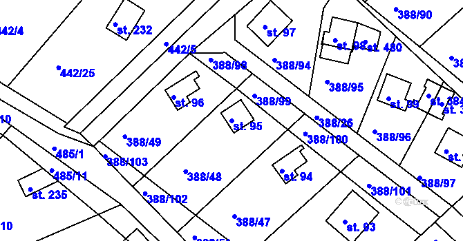 Parcela st. 95 v KÚ Proseč u Seče, Katastrální mapa