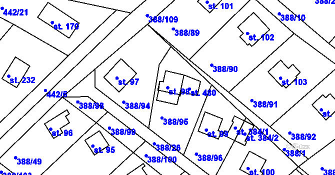 Parcela st. 98 v KÚ Proseč u Seče, Katastrální mapa