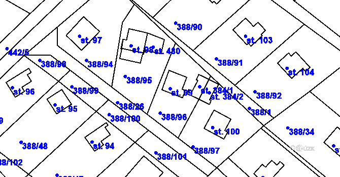 Parcela st. 99 v KÚ Proseč u Seče, Katastrální mapa