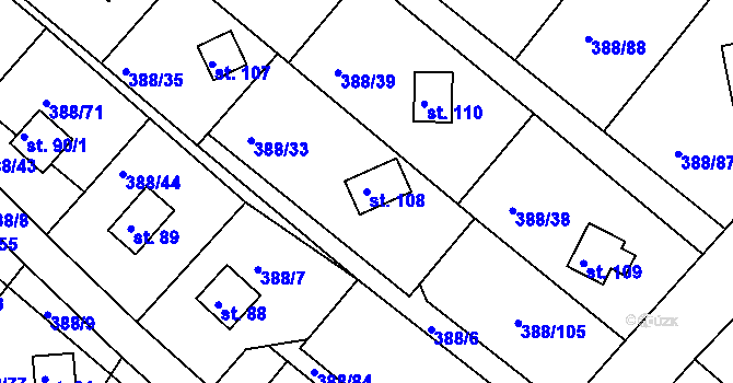 Parcela st. 108 v KÚ Proseč u Seče, Katastrální mapa