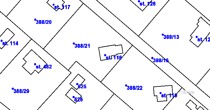 Parcela st. 118 v KÚ Proseč u Seče, Katastrální mapa