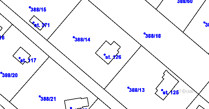 Parcela st. 126 v KÚ Proseč u Seče, Katastrální mapa