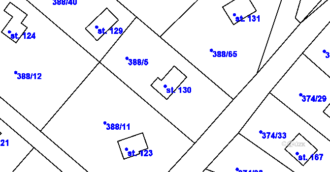 Parcela st. 130 v KÚ Proseč u Seče, Katastrální mapa