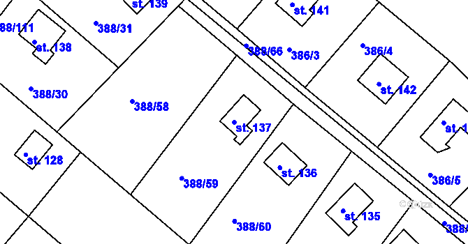 Parcela st. 137 v KÚ Proseč u Seče, Katastrální mapa