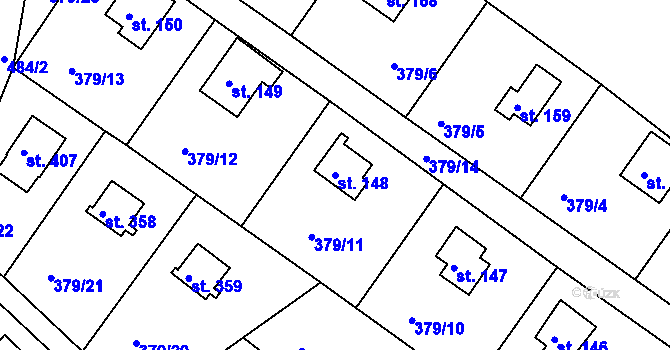 Parcela st. 148 v KÚ Proseč u Seče, Katastrální mapa