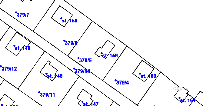 Parcela st. 159 v KÚ Proseč u Seče, Katastrální mapa