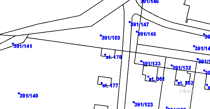Parcela st. 178 v KÚ Proseč u Seče, Katastrální mapa