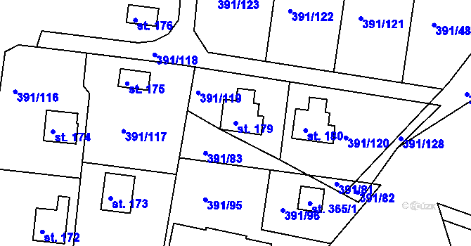 Parcela st. 179 v KÚ Proseč u Seče, Katastrální mapa