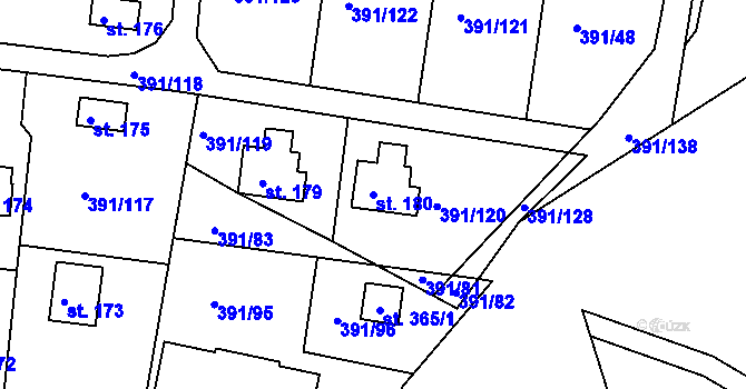 Parcela st. 180 v KÚ Proseč u Seče, Katastrální mapa