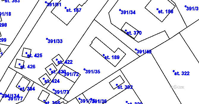 Parcela st. 189 v KÚ Proseč u Seče, Katastrální mapa