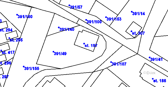 Parcela st. 197 v KÚ Proseč u Seče, Katastrální mapa