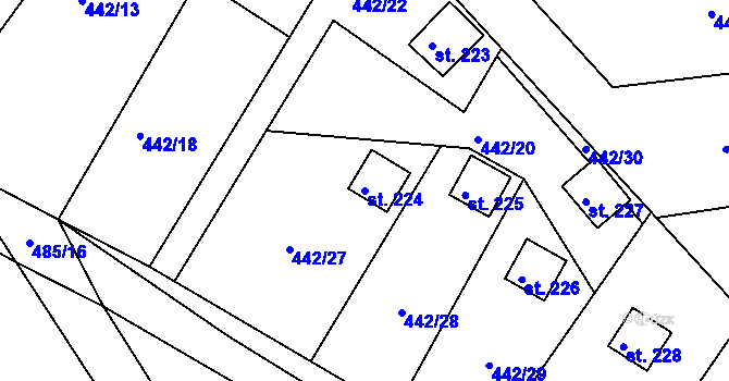 Parcela st. 224 v KÚ Proseč u Seče, Katastrální mapa