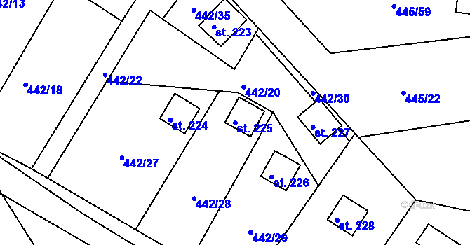 Parcela st. 225 v KÚ Proseč u Seče, Katastrální mapa