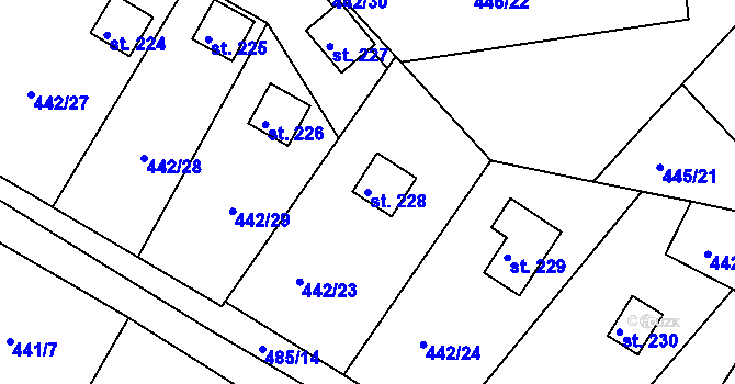Parcela st. 228 v KÚ Proseč u Seče, Katastrální mapa
