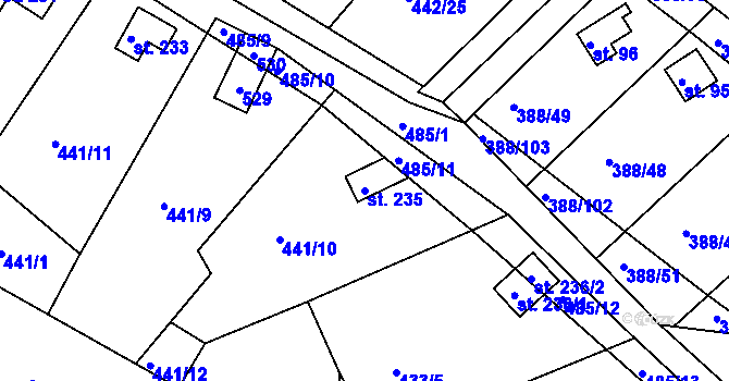 Parcela st. 235 v KÚ Proseč u Seče, Katastrální mapa