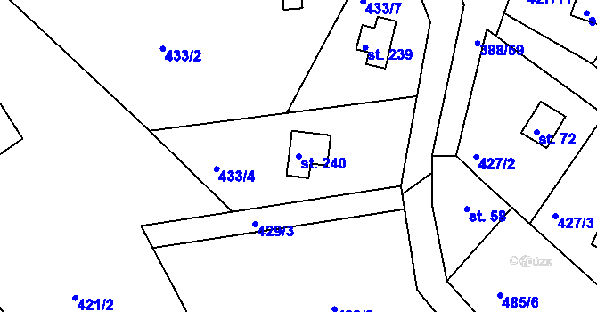 Parcela st. 240 v KÚ Proseč u Seče, Katastrální mapa