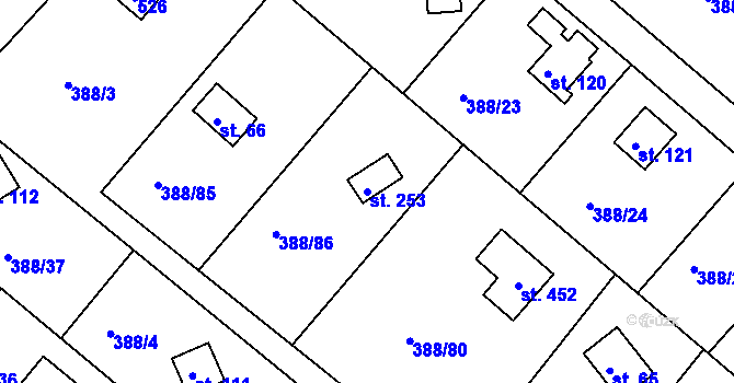 Parcela st. 253 v KÚ Proseč u Seče, Katastrální mapa