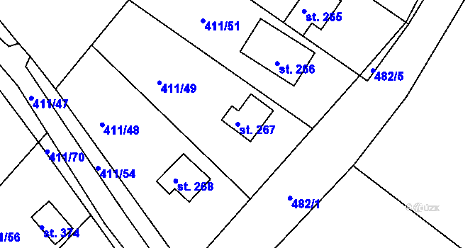 Parcela st. 267 v KÚ Proseč u Seče, Katastrální mapa