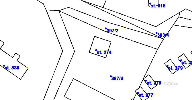 Parcela st. 274 v KÚ Proseč u Seče, Katastrální mapa