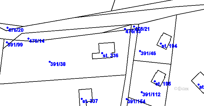 Parcela st. 336 v KÚ Proseč u Seče, Katastrální mapa