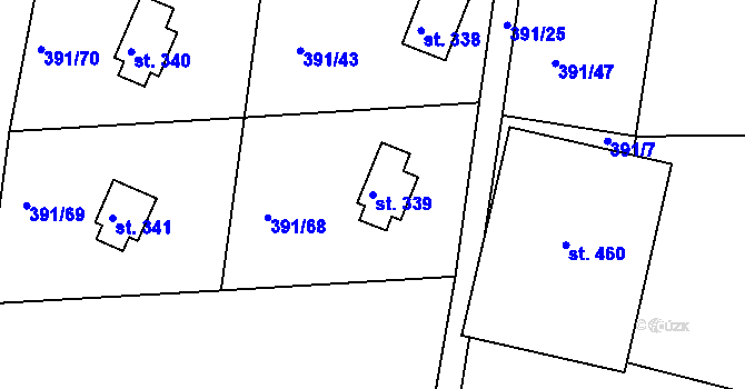 Parcela st. 339 v KÚ Proseč u Seče, Katastrální mapa