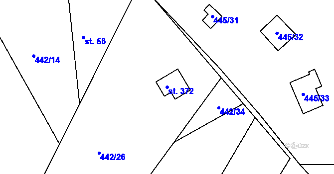 Parcela st. 372 v KÚ Proseč u Seče, Katastrální mapa