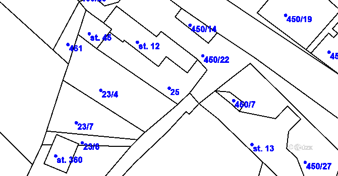 Parcela st. 25 v KÚ Proseč u Seče, Katastrální mapa