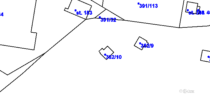 Parcela st. 362/10 v KÚ Proseč u Seče, Katastrální mapa
