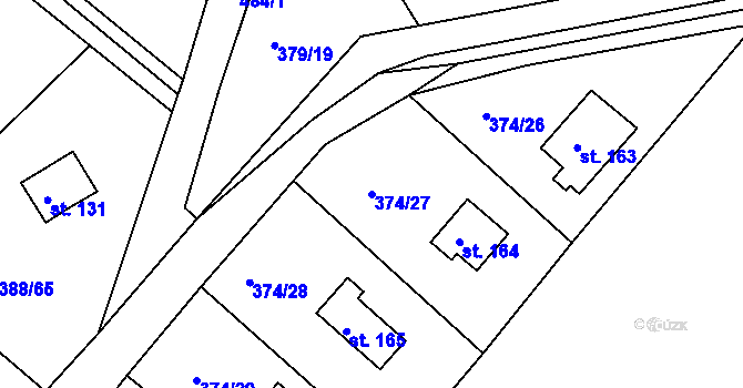 Parcela st. 374/27 v KÚ Proseč u Seče, Katastrální mapa