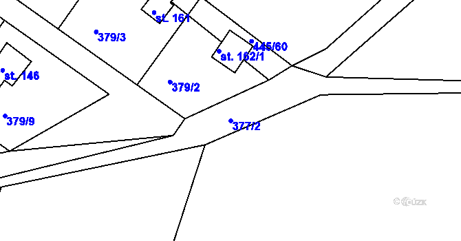 Parcela st. 377/2 v KÚ Proseč u Seče, Katastrální mapa