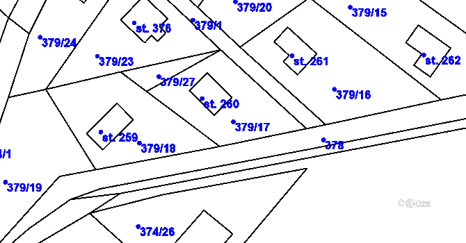 Parcela st. 379/17 v KÚ Proseč u Seče, Katastrální mapa