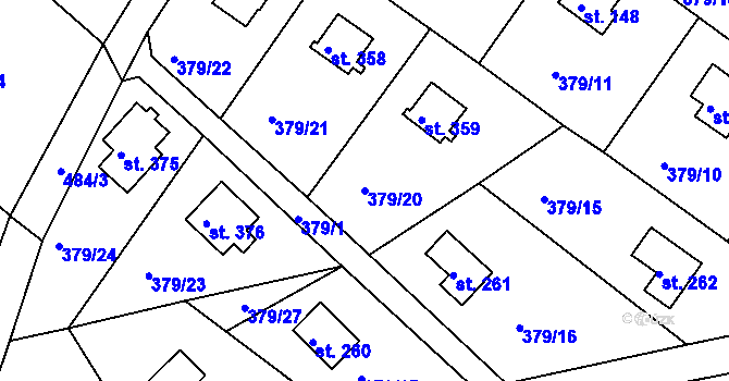 Parcela st. 379/20 v KÚ Proseč u Seče, Katastrální mapa