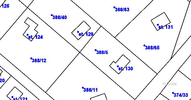 Parcela st. 388/5 v KÚ Proseč u Seče, Katastrální mapa