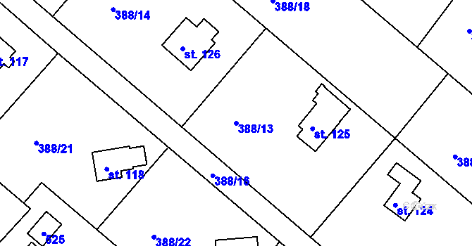 Parcela st. 388/13 v KÚ Proseč u Seče, Katastrální mapa