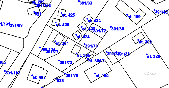 Parcela st. 391/73 v KÚ Proseč u Seče, Katastrální mapa