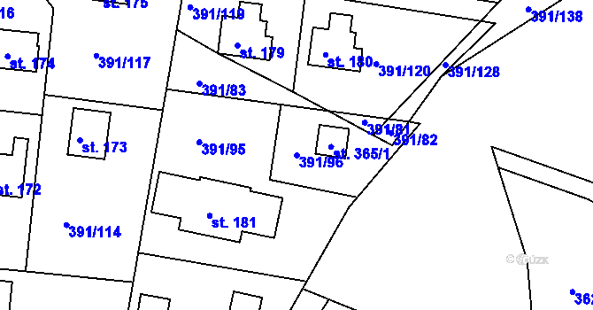 Parcela st. 391/96 v KÚ Proseč u Seče, Katastrální mapa