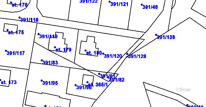 Parcela st. 391/120 v KÚ Proseč u Seče, Katastrální mapa