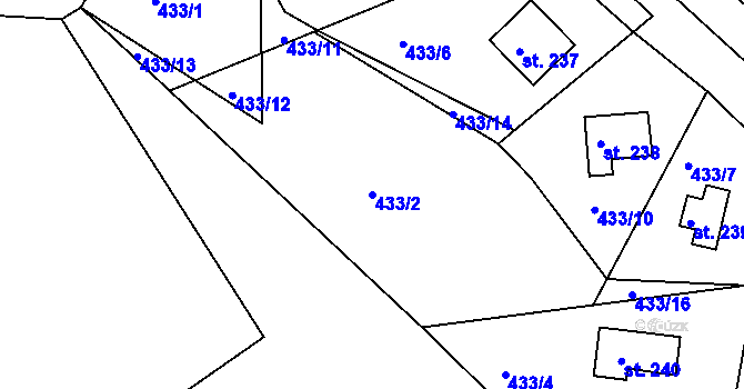 Parcela st. 433/2 v KÚ Proseč u Seče, Katastrální mapa