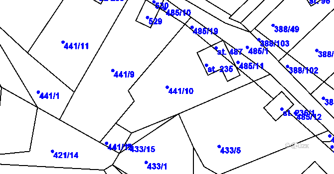 Parcela st. 441/10 v KÚ Proseč u Seče, Katastrální mapa