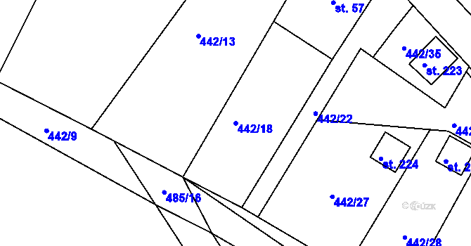 Parcela st. 442/18 v KÚ Proseč u Seče, Katastrální mapa
