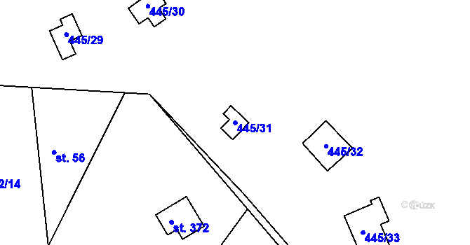 Parcela st. 445/31 v KÚ Proseč u Seče, Katastrální mapa