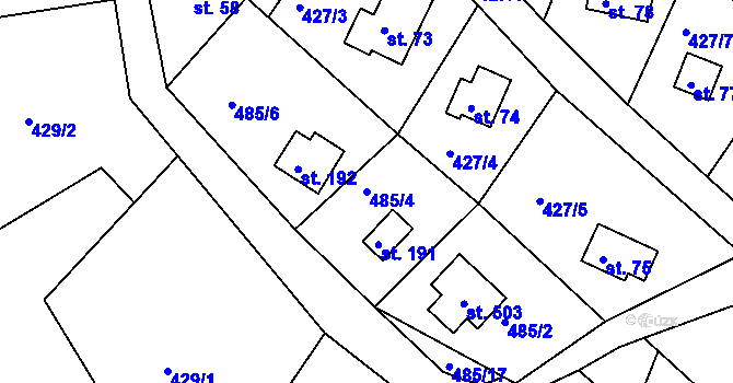 Parcela st. 485/4 v KÚ Proseč u Seče, Katastrální mapa