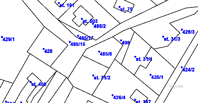 Parcela st. 485/8 v KÚ Proseč u Seče, Katastrální mapa