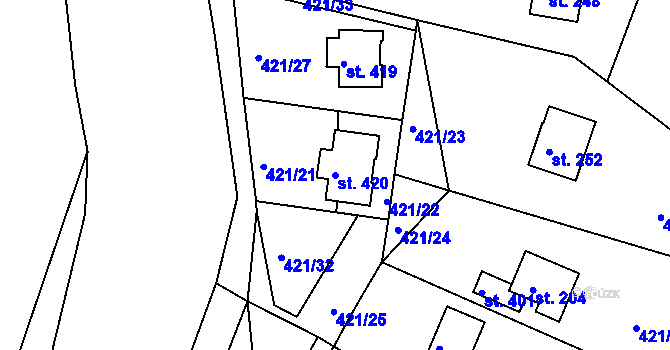 Parcela st. 420 v KÚ Proseč u Seče, Katastrální mapa
