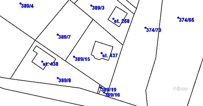 Parcela st. 437 v KÚ Proseč u Seče, Katastrální mapa