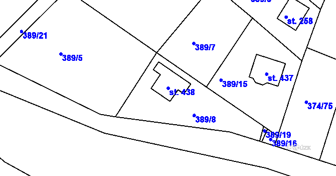 Parcela st. 438 v KÚ Proseč u Seče, Katastrální mapa