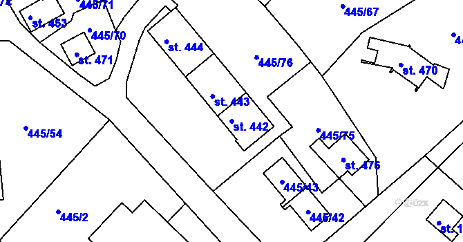 Parcela st. 442 v KÚ Proseč u Seče, Katastrální mapa