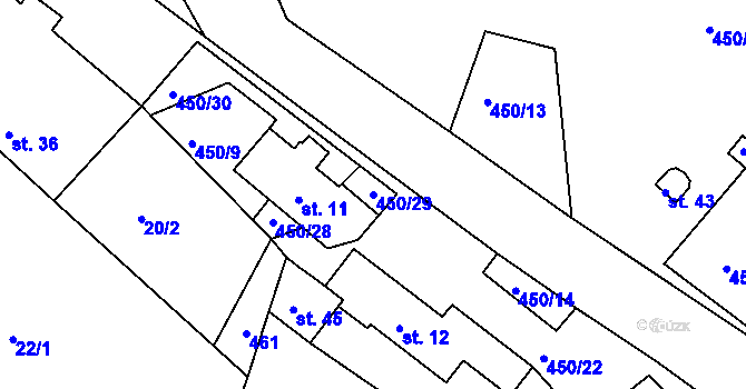 Parcela st. 450/29 v KÚ Proseč u Seče, Katastrální mapa
