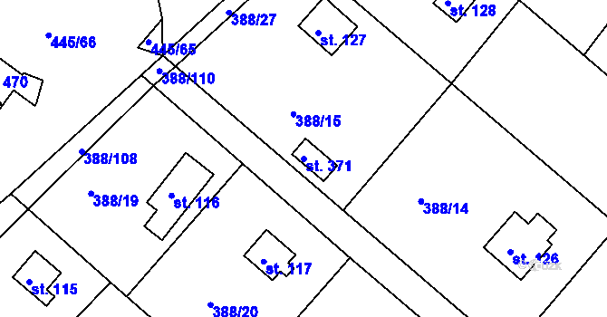 Parcela st. 371 v KÚ Proseč u Seče, Katastrální mapa